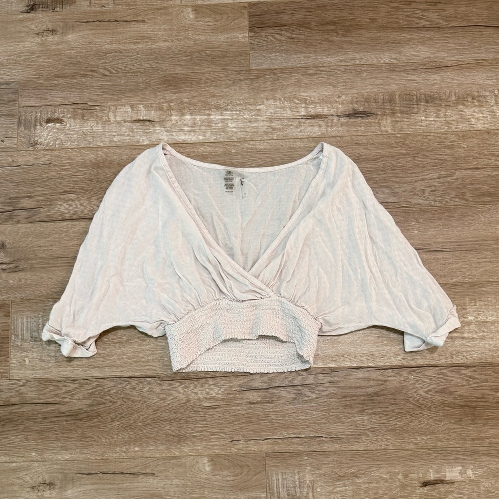 Lulu's White Wrap Blouse Cover Up with Batwing Sleeves